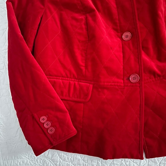 Talbots Red Velvet Diamond Quilted Jacket Blazer Collared 18WP Petite - Picture 5 of 9